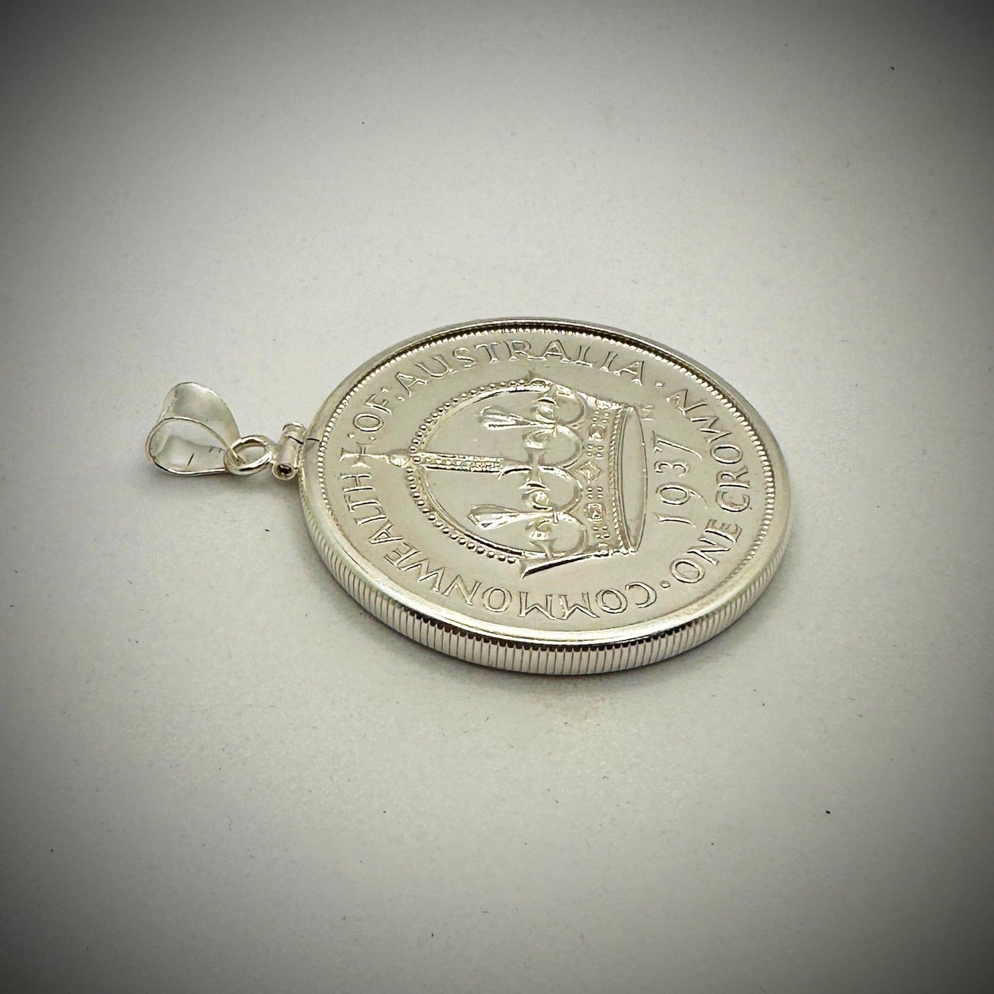 1937 Australian Crown Sterling Silver Bezel - Vintage Spirit - Handcrafted Coin Creations