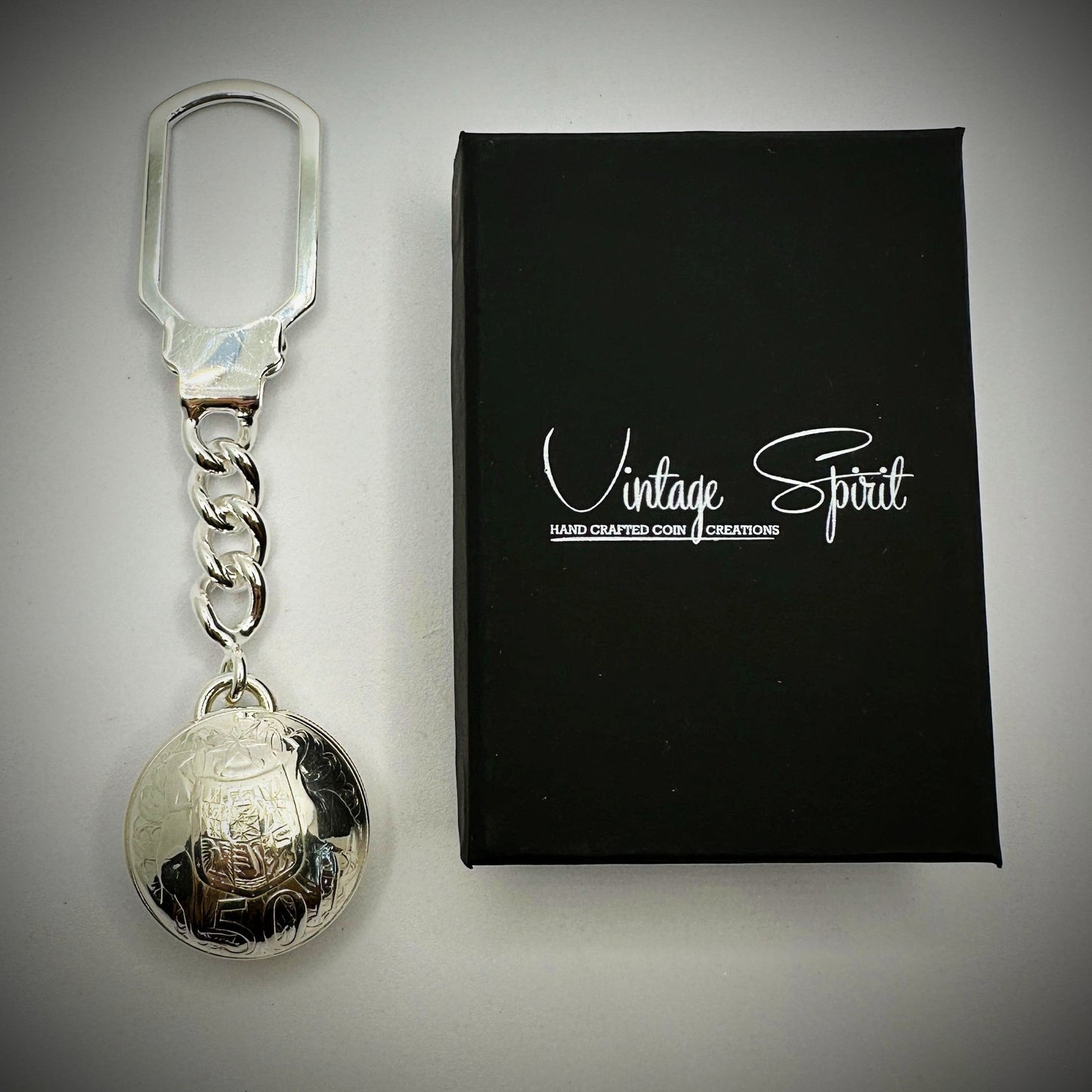 1966 Australian Round 50 Cent Domed Tension Lock Keychain - Vintage Spirit - Handcrafted Coin Creations