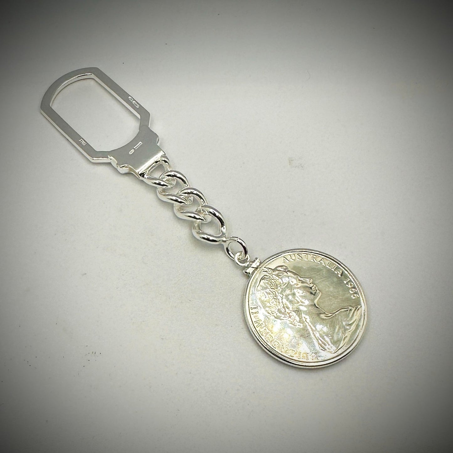 1966 Round 50 Cent: Tension Lock Keychain - Vintage Spirit - Handcrafted Coin Creations