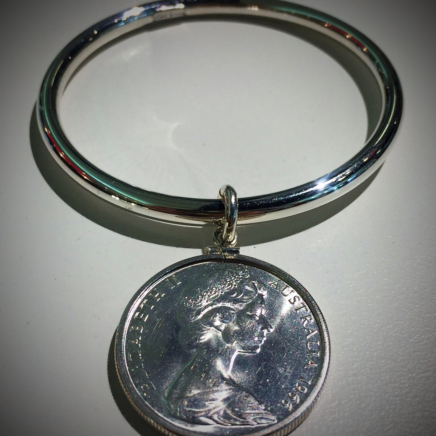 1966 Round 50 Cent Tube Bangle - Vintage Spirit - Handcrafted Coin Creations