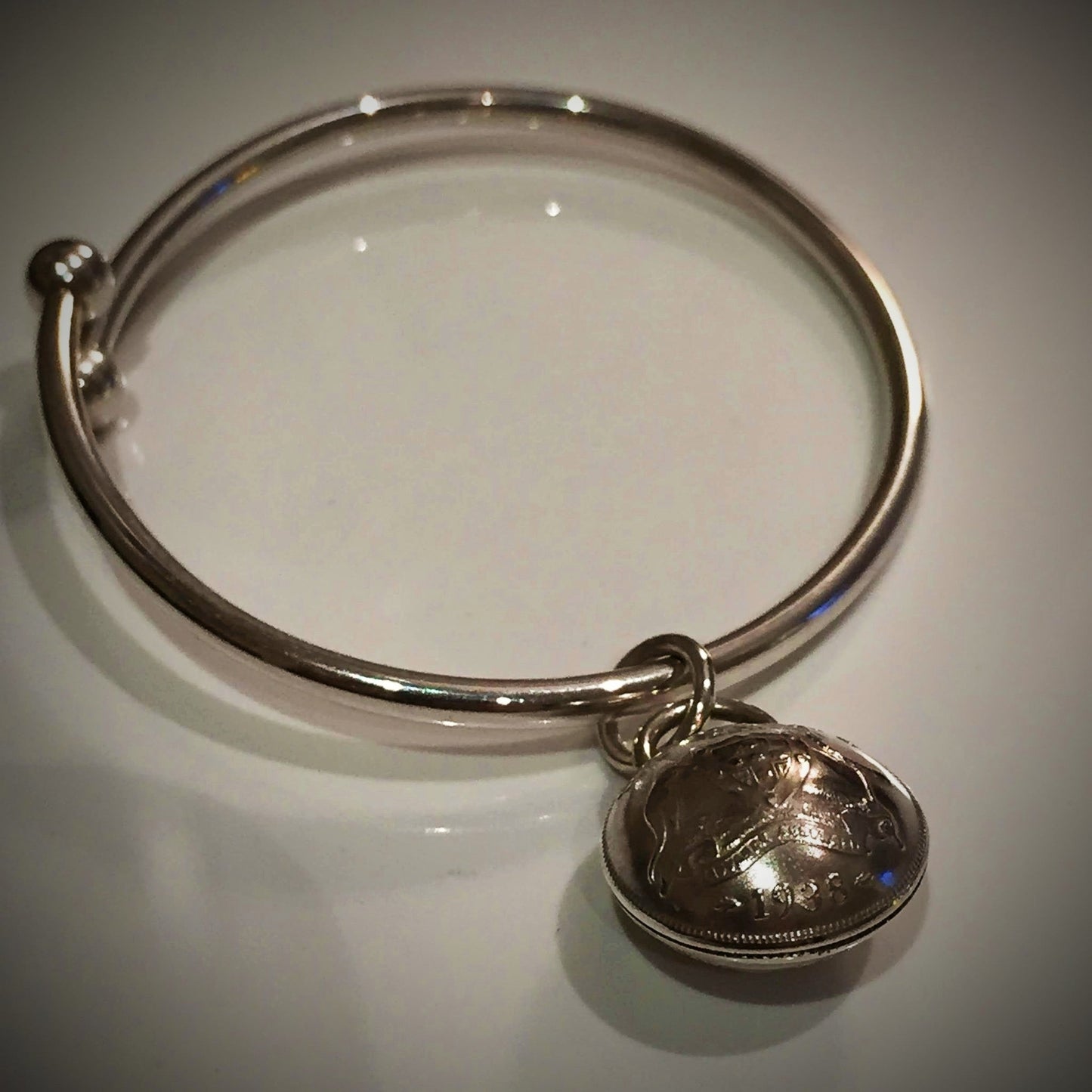Australian Domed Sixpence Ball - end Bangle - Vintage Spirit - Handcrafted Coin Creations
