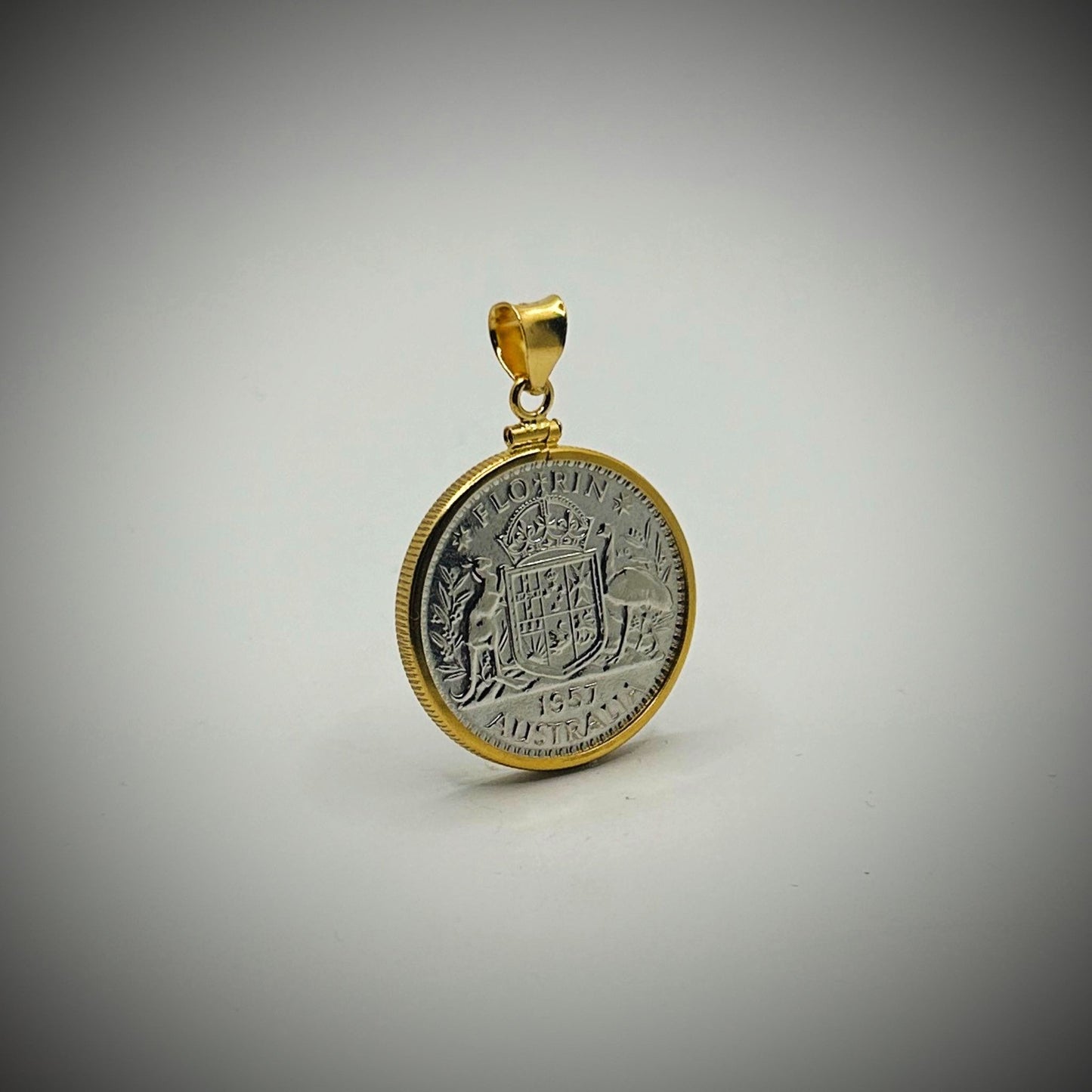 Australian Florin Yellow Gold Filled Bezel - Vintage Spirit - Handcrafted Coin Creations