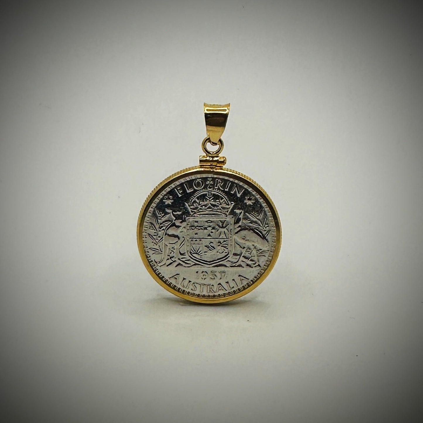 Australian Florin Yellow Gold Filled Bezel - Vintage Spirit - Handcrafted Coin Creations