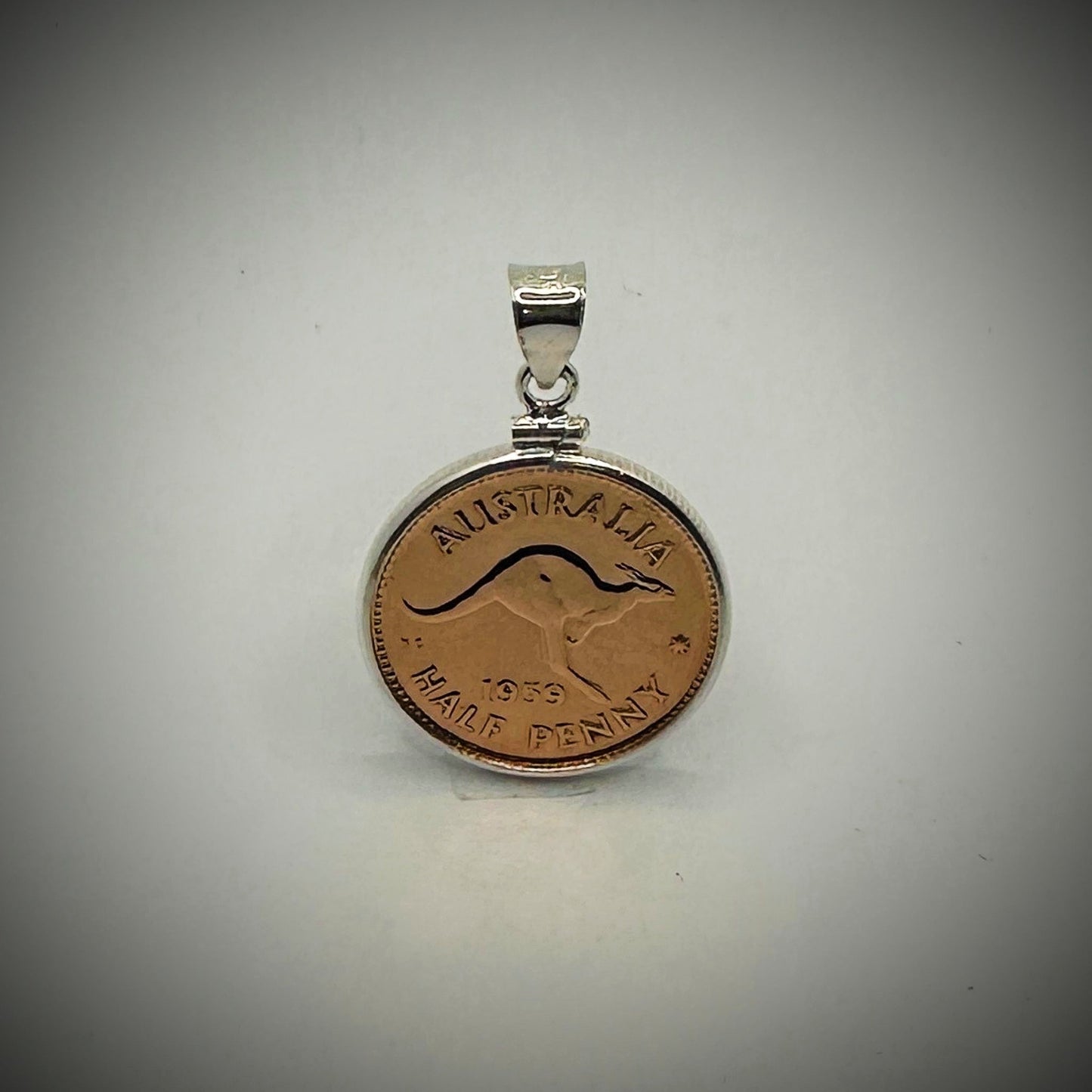 Australian Half Penny Sterling Silver Bezel - Vintage Spirit - Handcrafted Coin Creations