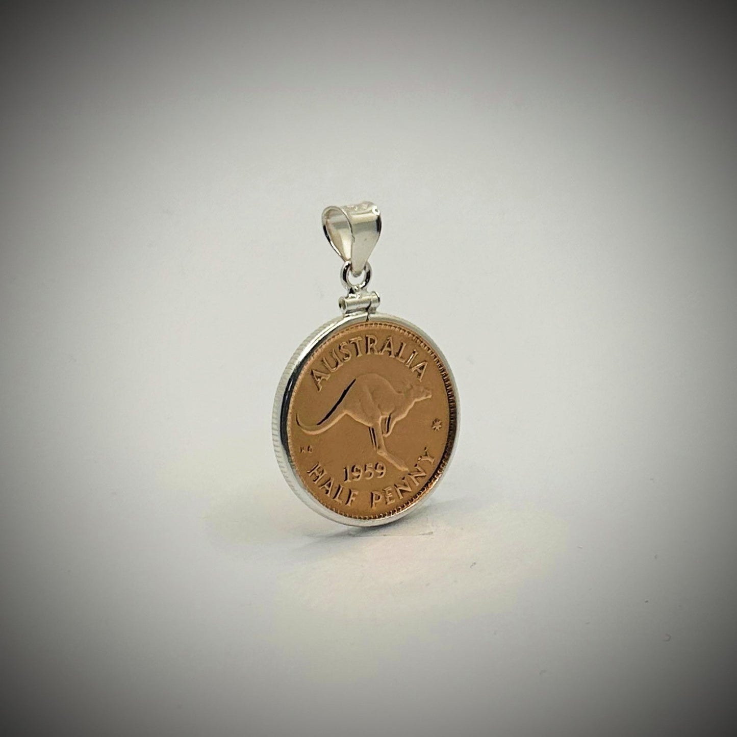 Australian Half Penny Sterling Silver Bezel - Vintage Spirit - Handcrafted Coin Creations