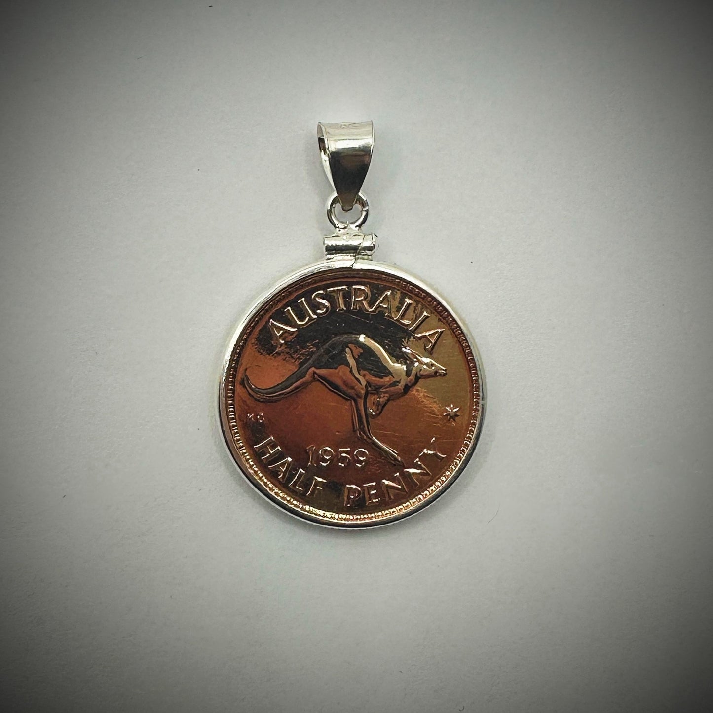 Australian Half Penny Sterling Silver Bezel - Vintage Spirit - Handcrafted Coin Creations