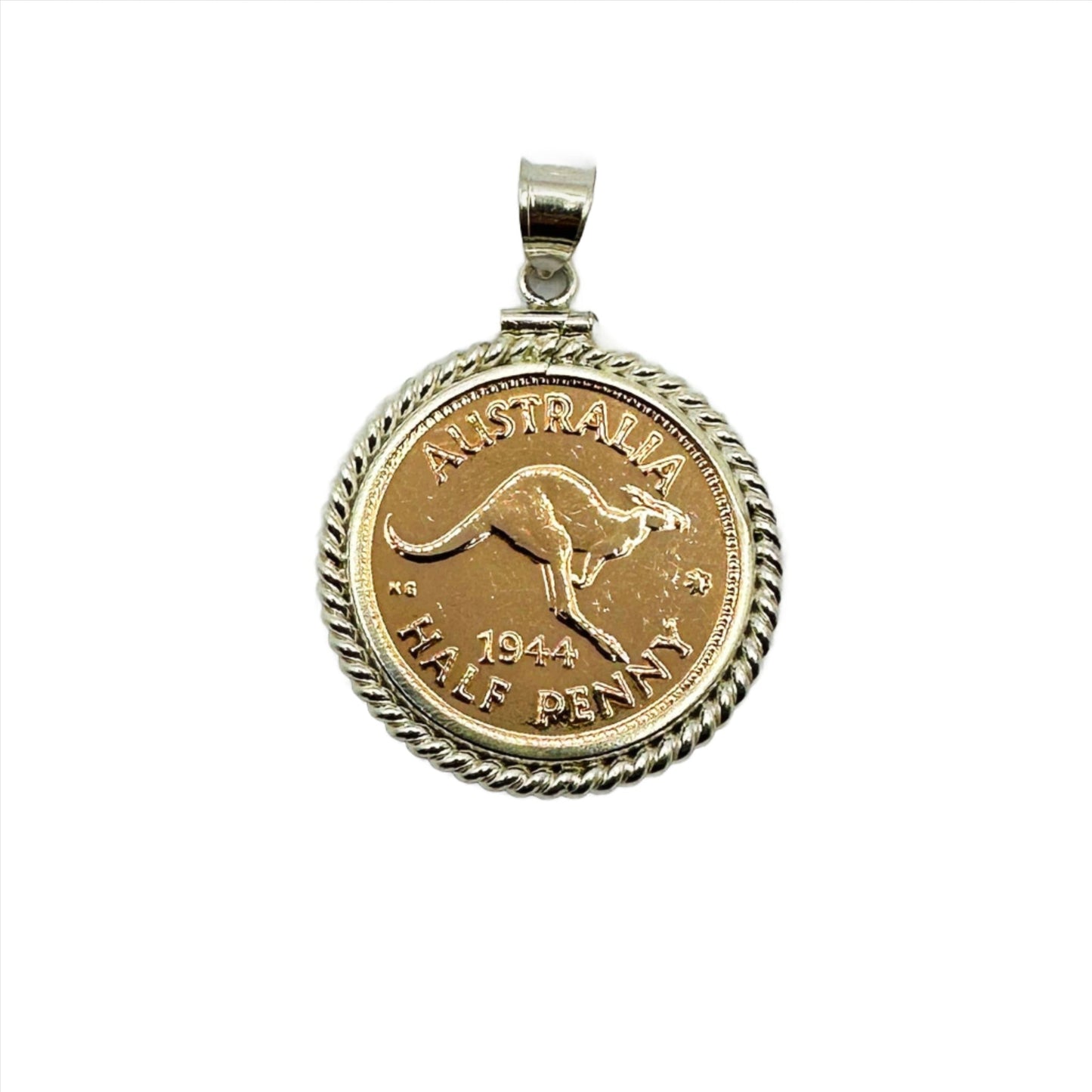 Australian Half Penny Sterling Silver Twisted Rope Bezel - Vintage Spirit - Handcrafted Coin Creations