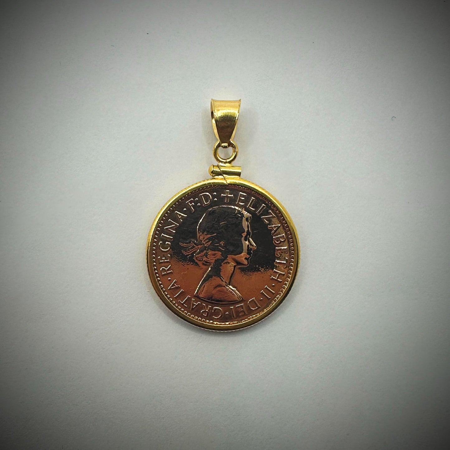 Australian Half Penny Yellow Gold Filled Bezel - Vintage Spirit - Handcrafted Coin Creations