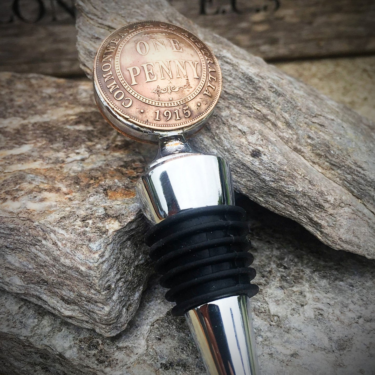 Australian Penny Bottle Stopper - Vintage Spirit - Handcrafted Coin Creations
