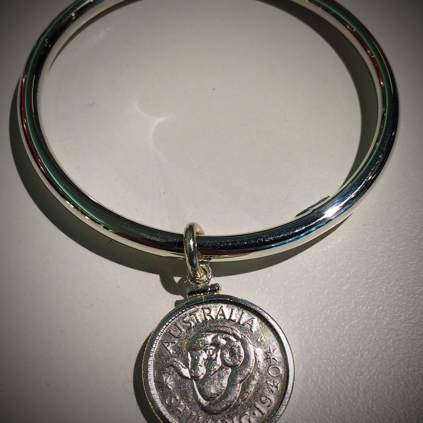 Australian Shilling Sterling Silver Bangle - Vintage Spirit - Handcrafted Coin Creations