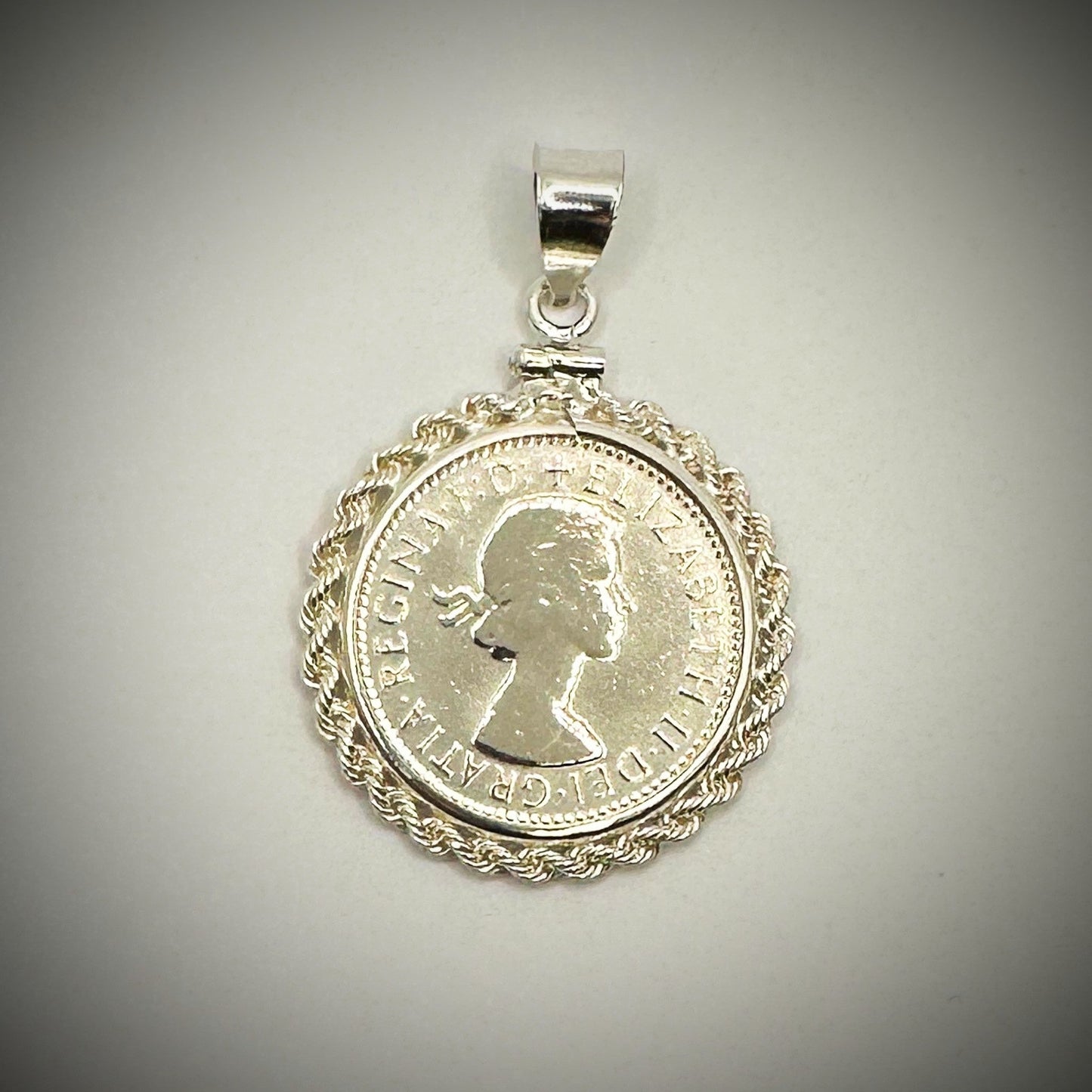 Australian Shilling Sterling Silver Twisted Rope Bezel - Vintage Spirit - Handcrafted Coin Creations