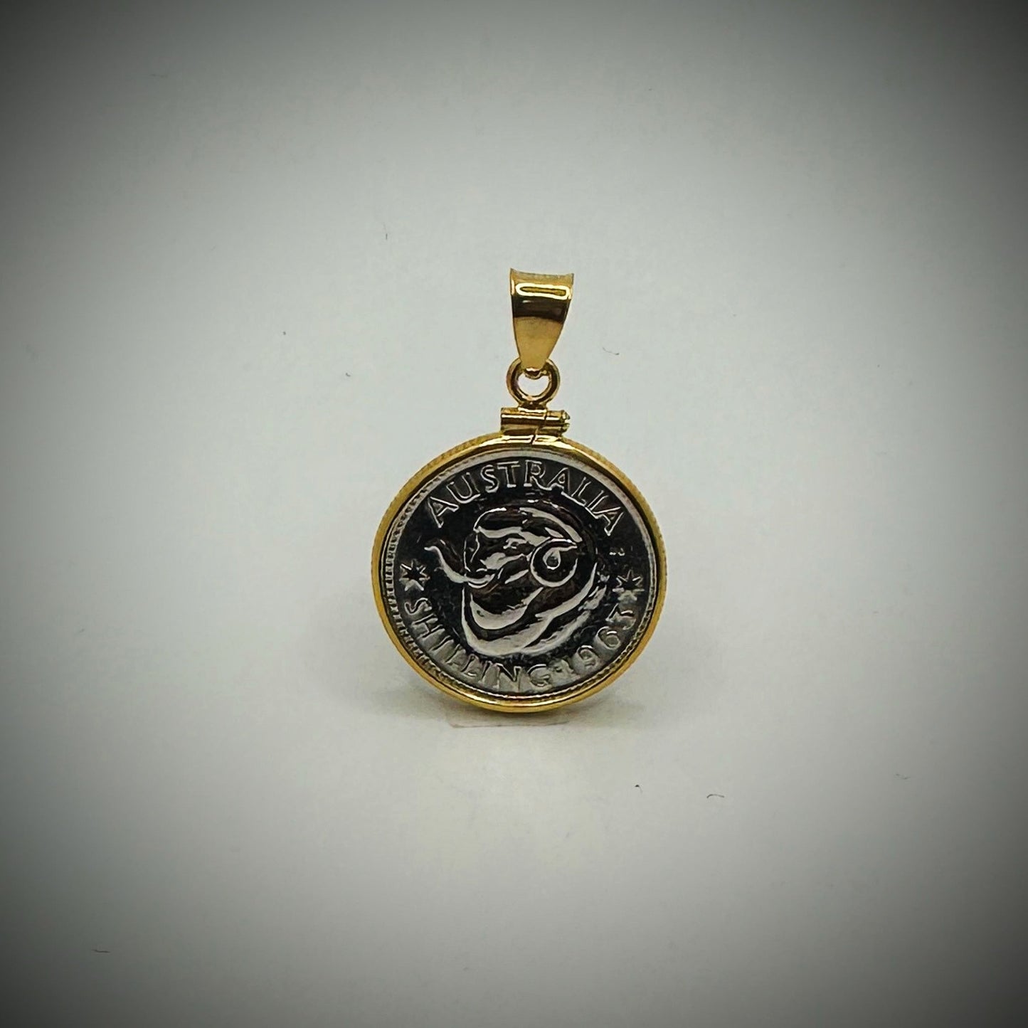 Australian Shilling Yellow Gold Filled Bezel - Vintage Spirit - Handcrafted Coin Creations