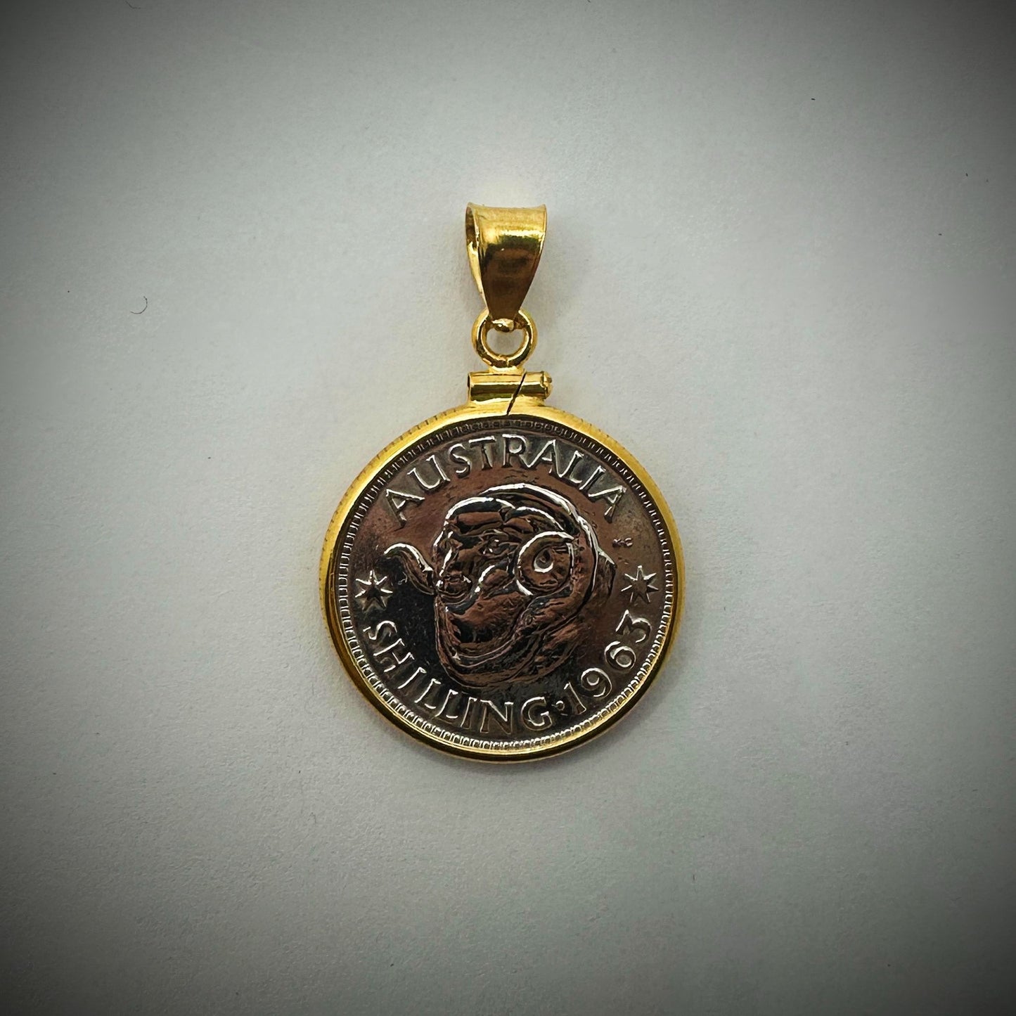 Australian Shilling Yellow Gold Filled Bezel - Vintage Spirit - Handcrafted Coin Creations