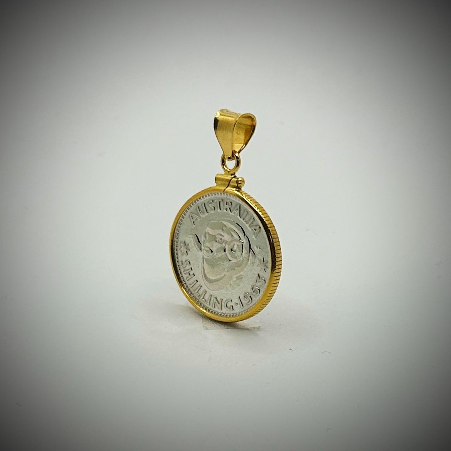 Australian Shilling Yellow Gold Filled Bezel - Vintage Spirit - Handcrafted Coin Creations