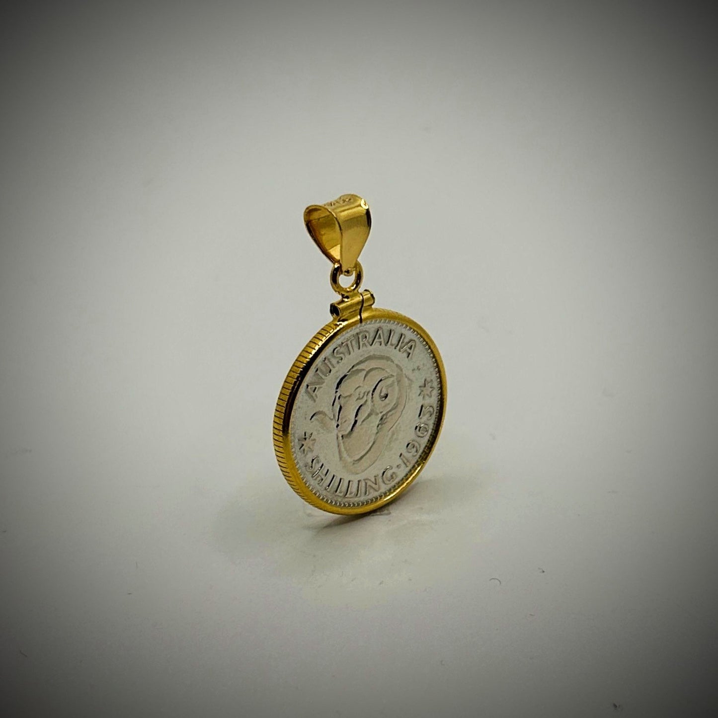 Australian Shilling Yellow Gold Filled Bezel - Vintage Spirit - Handcrafted Coin Creations