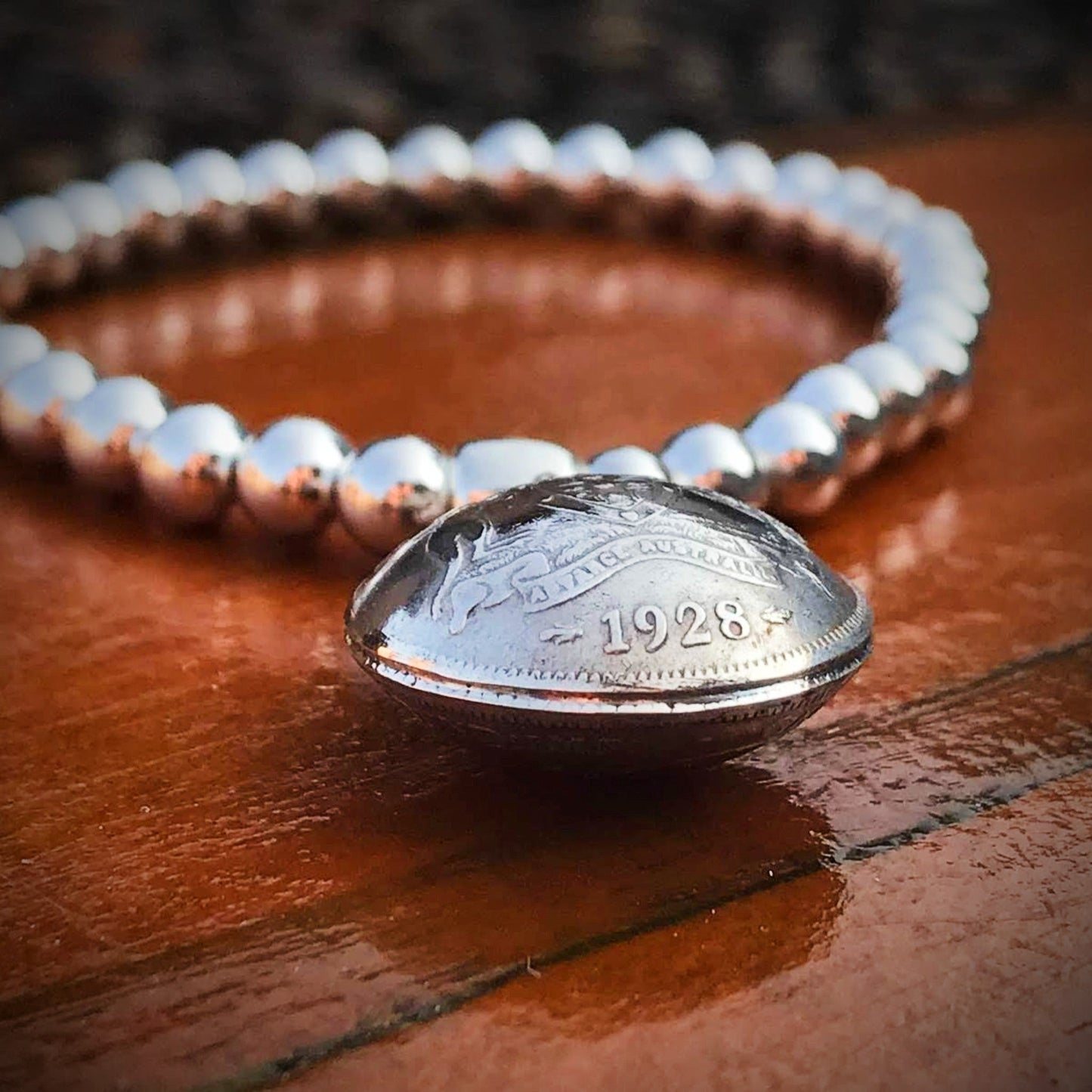 Australian Sixpence Domed 5mm Bracelet - Vintage Spirit - Handcrafted Coin Creations