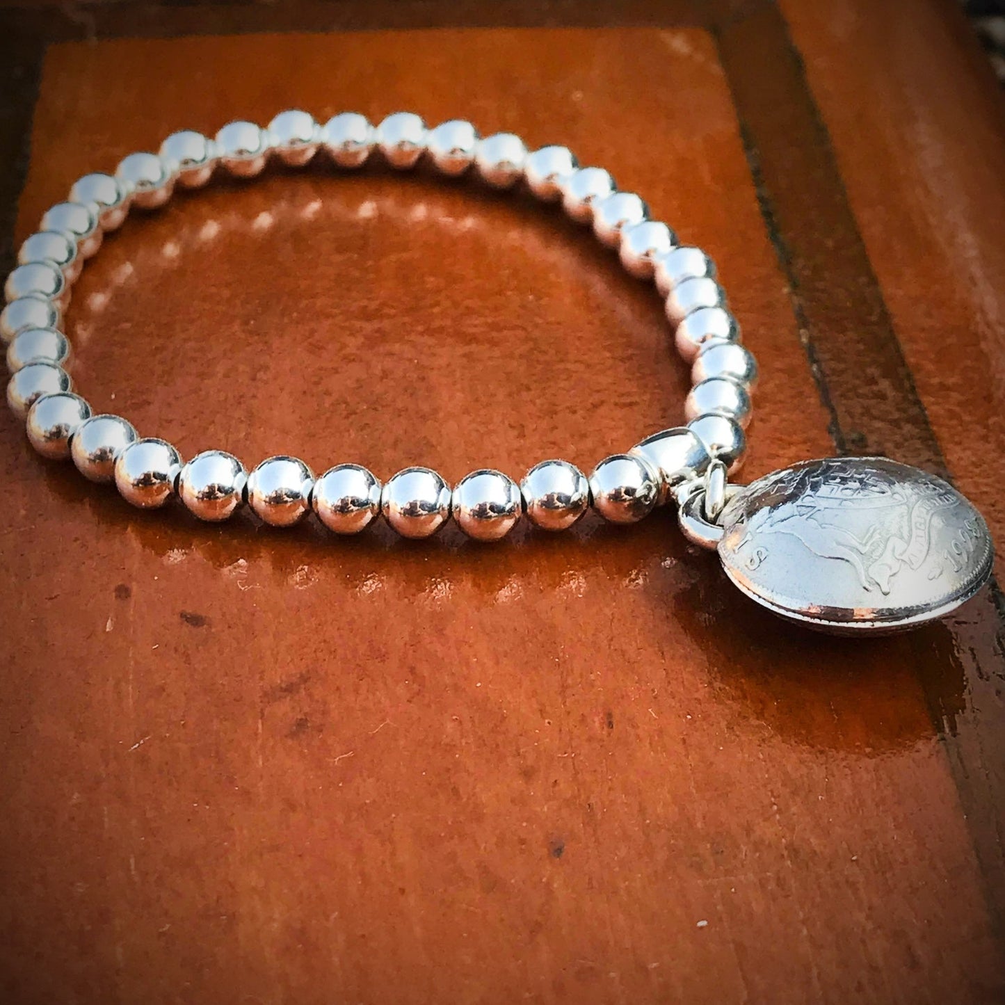 Australian Sixpence Domed 5mm Bracelet - Vintage Spirit - Handcrafted Coin Creations