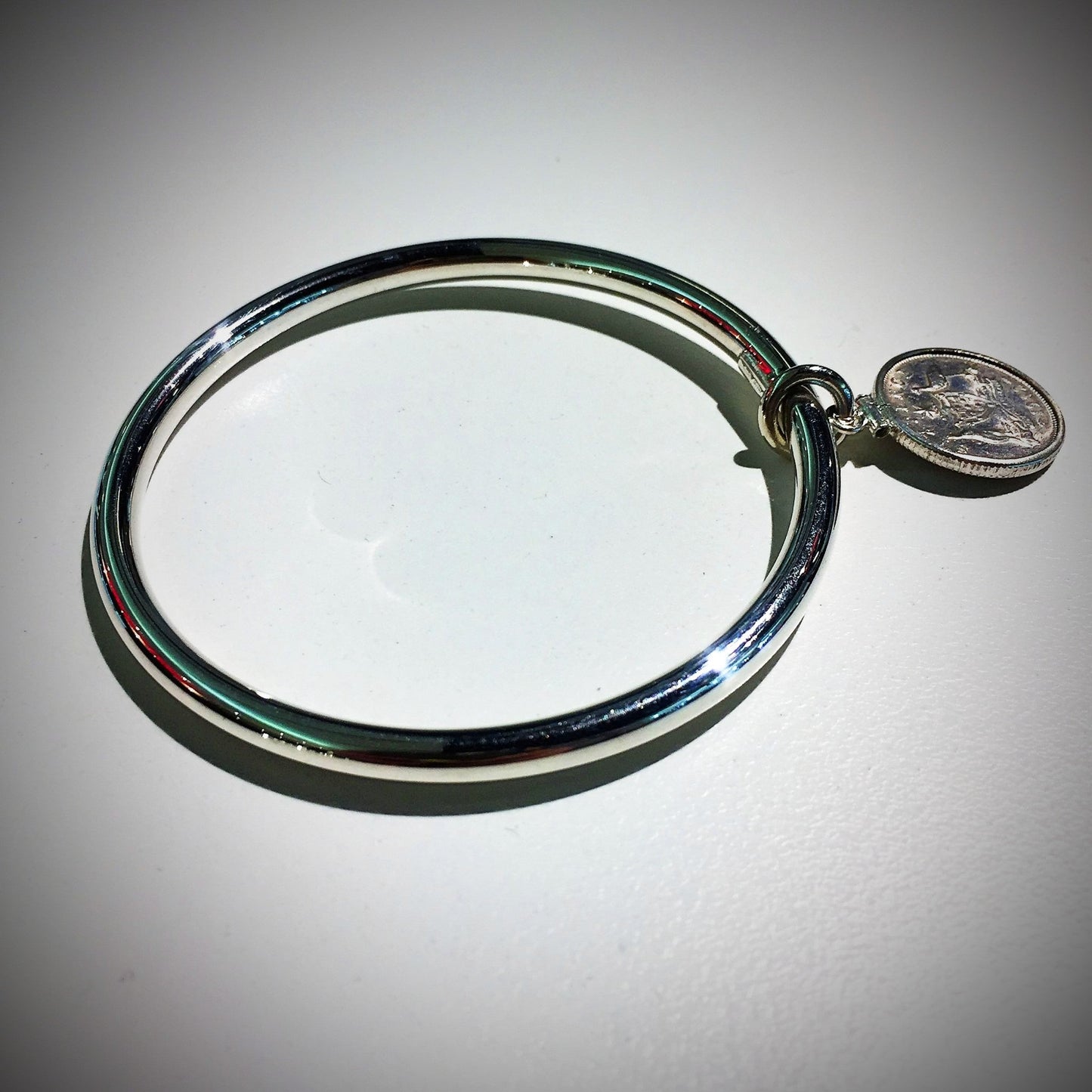 Australian Sixpence Sterling Silver Bangle - Vintage Spirit - Handcrafted Coin Creations