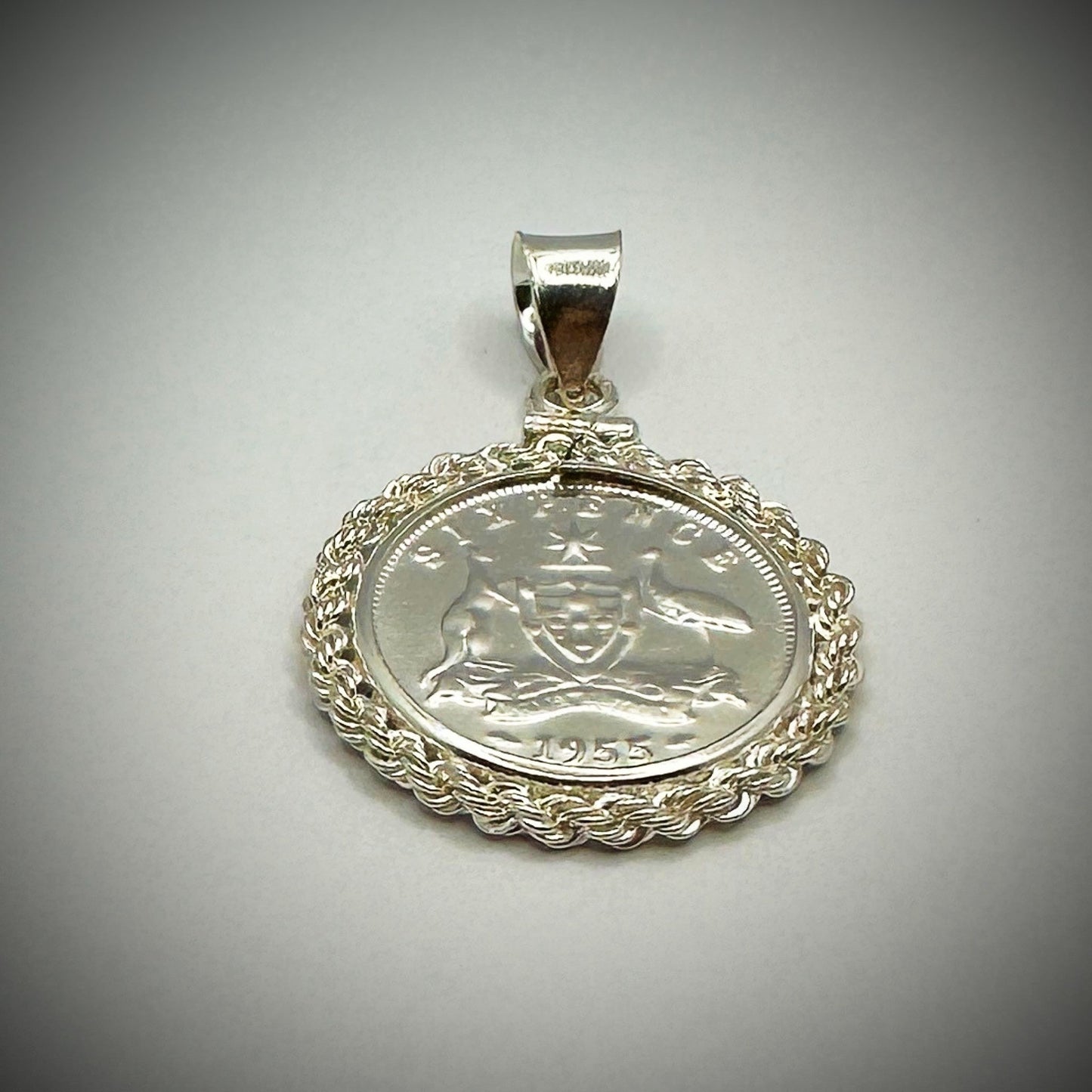 Australian Sixpence Sterling Silver Twisted Rope Bezel - Vintage Spirit - Handcrafted Coin Creations