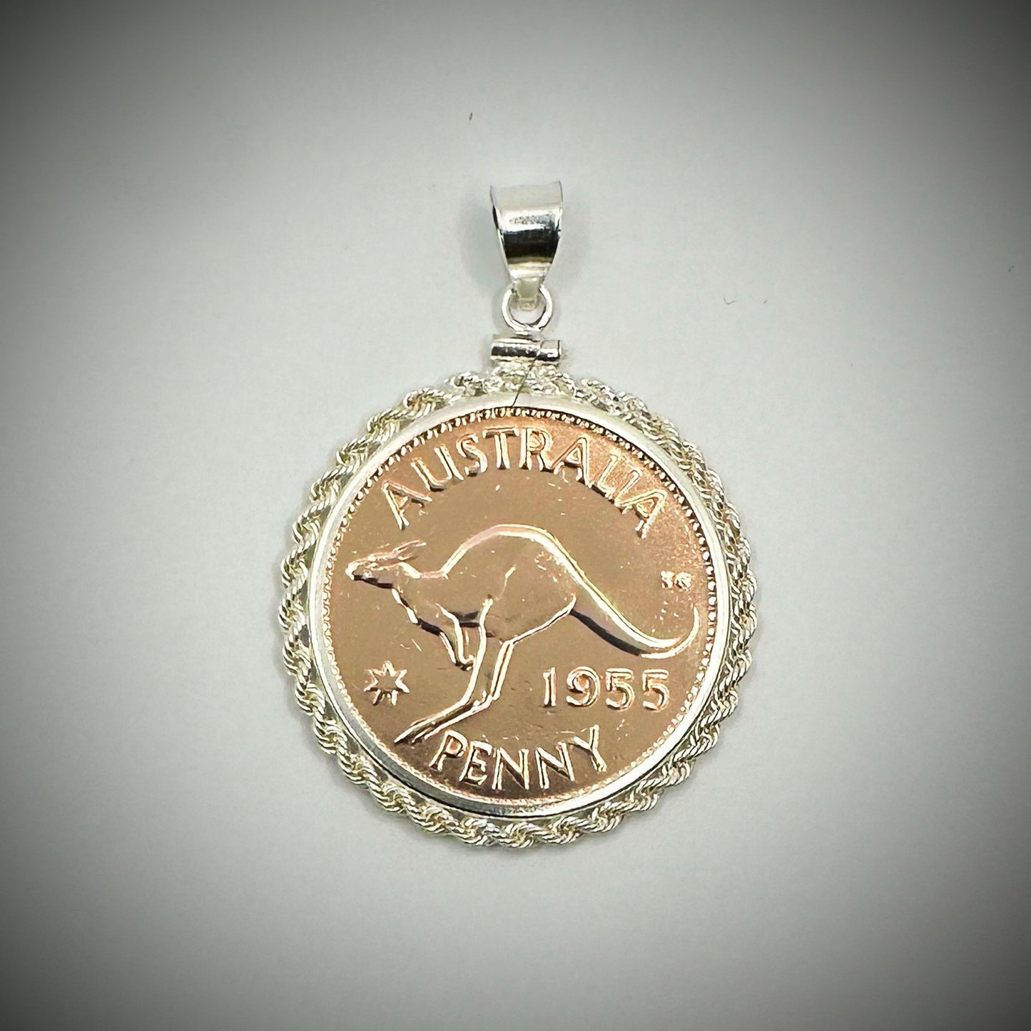 Rose Gold Australian Penny Twisted Rope Bezel - Vintage Spirit - Handcrafted Coin Creations
