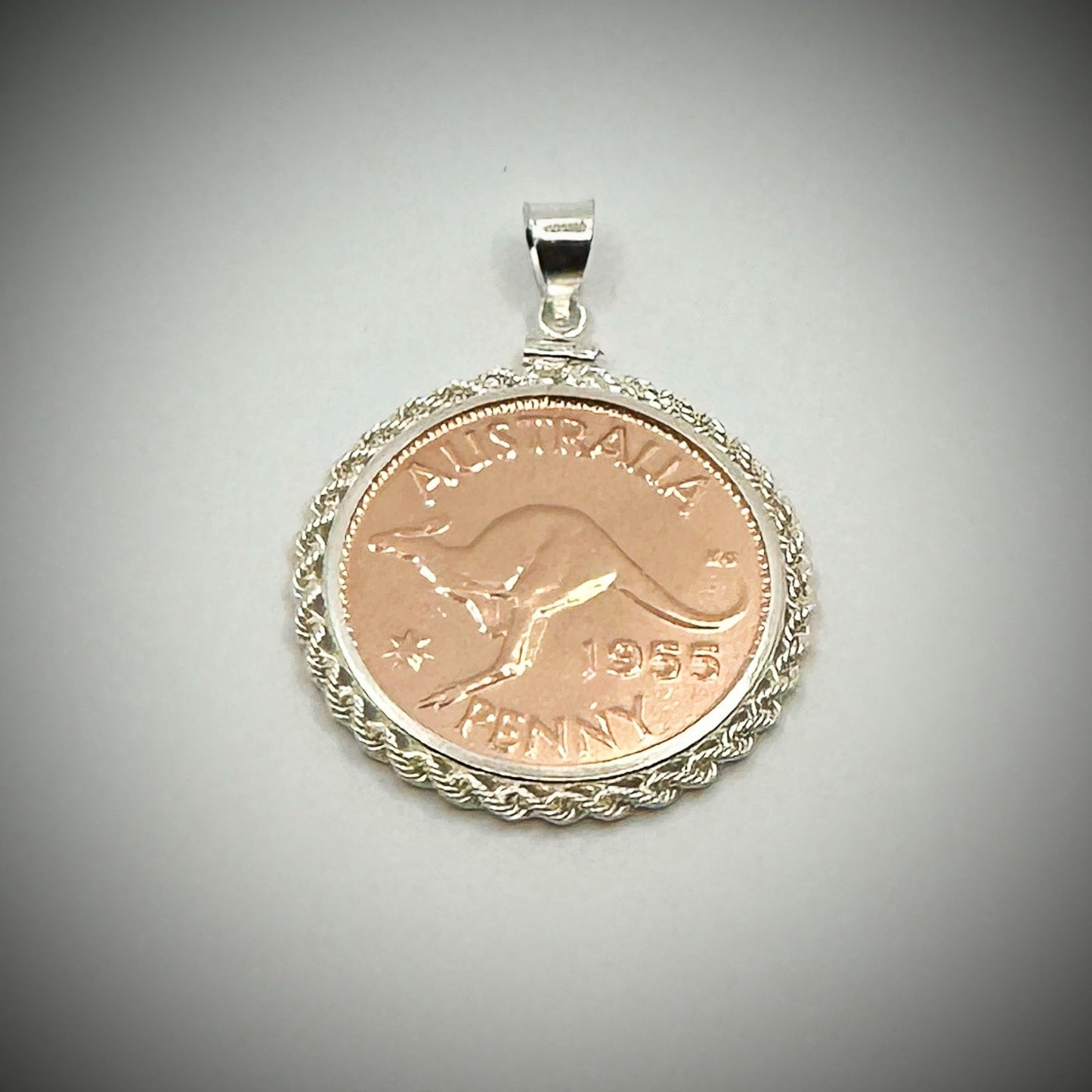 Rose Gold Australian Penny Twisted Rope Bezel - Vintage Spirit - Handcrafted Coin Creations