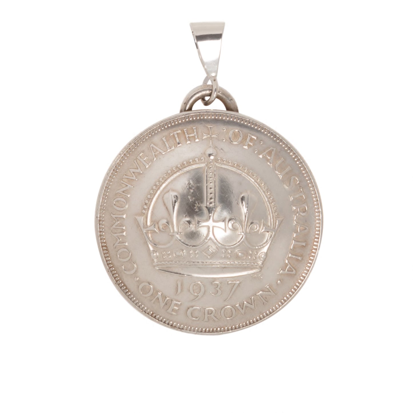 1937 Australian Crown Handcrafted Domed Pendant - Vintage Spirit - Handcrafted Coin Creations
