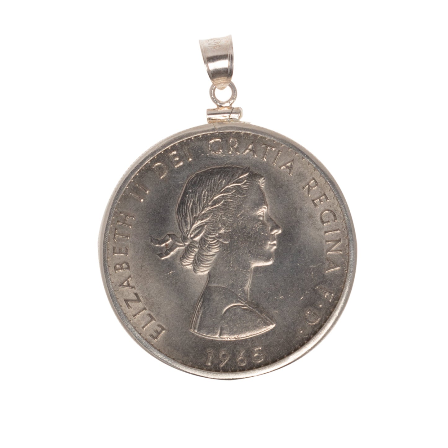 1965 Winston Churchill British Crown Sterling Silver Bezel - Vintage Spirit - Handcrafted Coin Creations