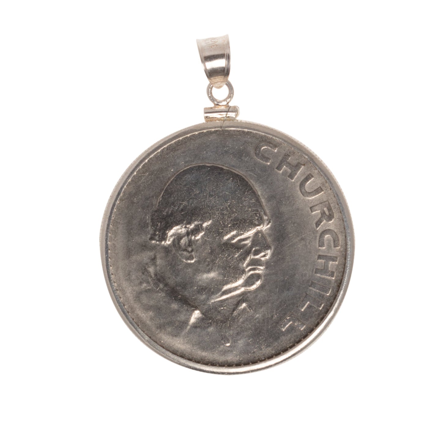 1965 Winston Churchill British Crown Sterling Silver Bezel - Vintage Spirit - Handcrafted Coin Creations