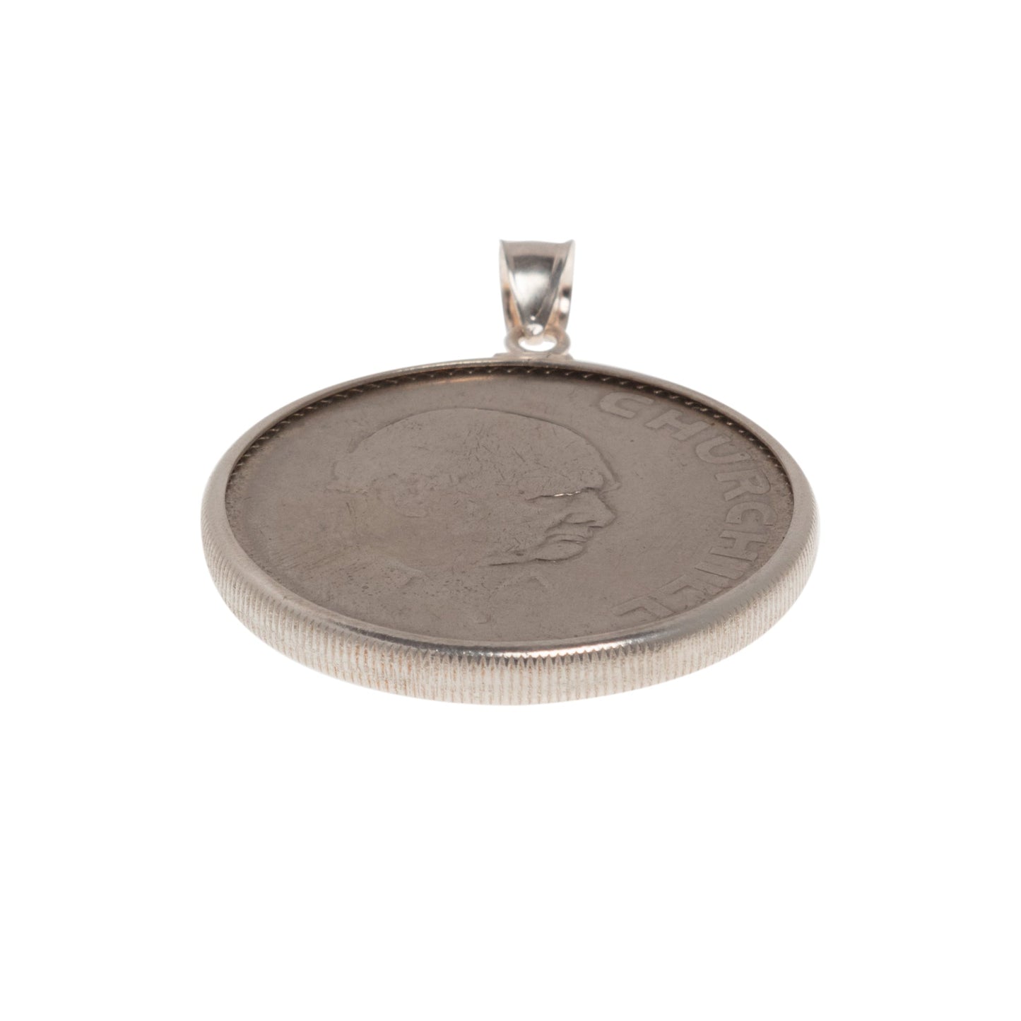 1965 Winston Churchill British Crown Sterling Silver Bezel - Vintage Spirit - Handcrafted Coin Creations