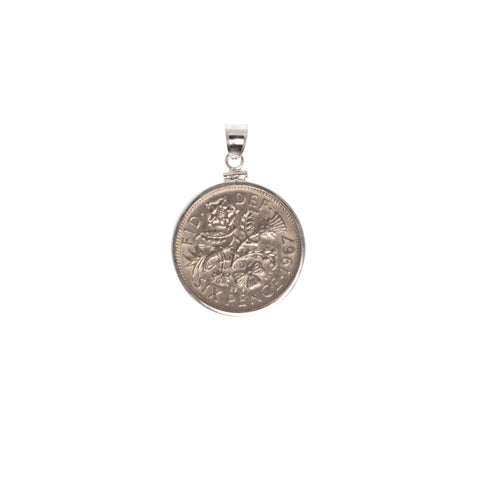 BRITISH SIXPENCE - STERLING SILVER BEZEL - FRONT