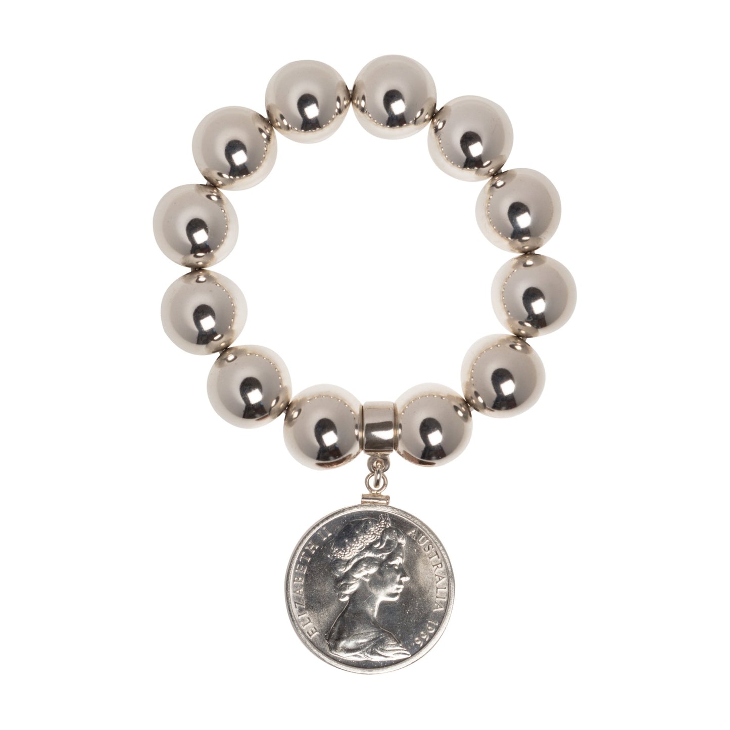 Australian 1966 50 Cent 16mm Bead Bracelet - Vintage Spirit - Handcrafted Coin Creations