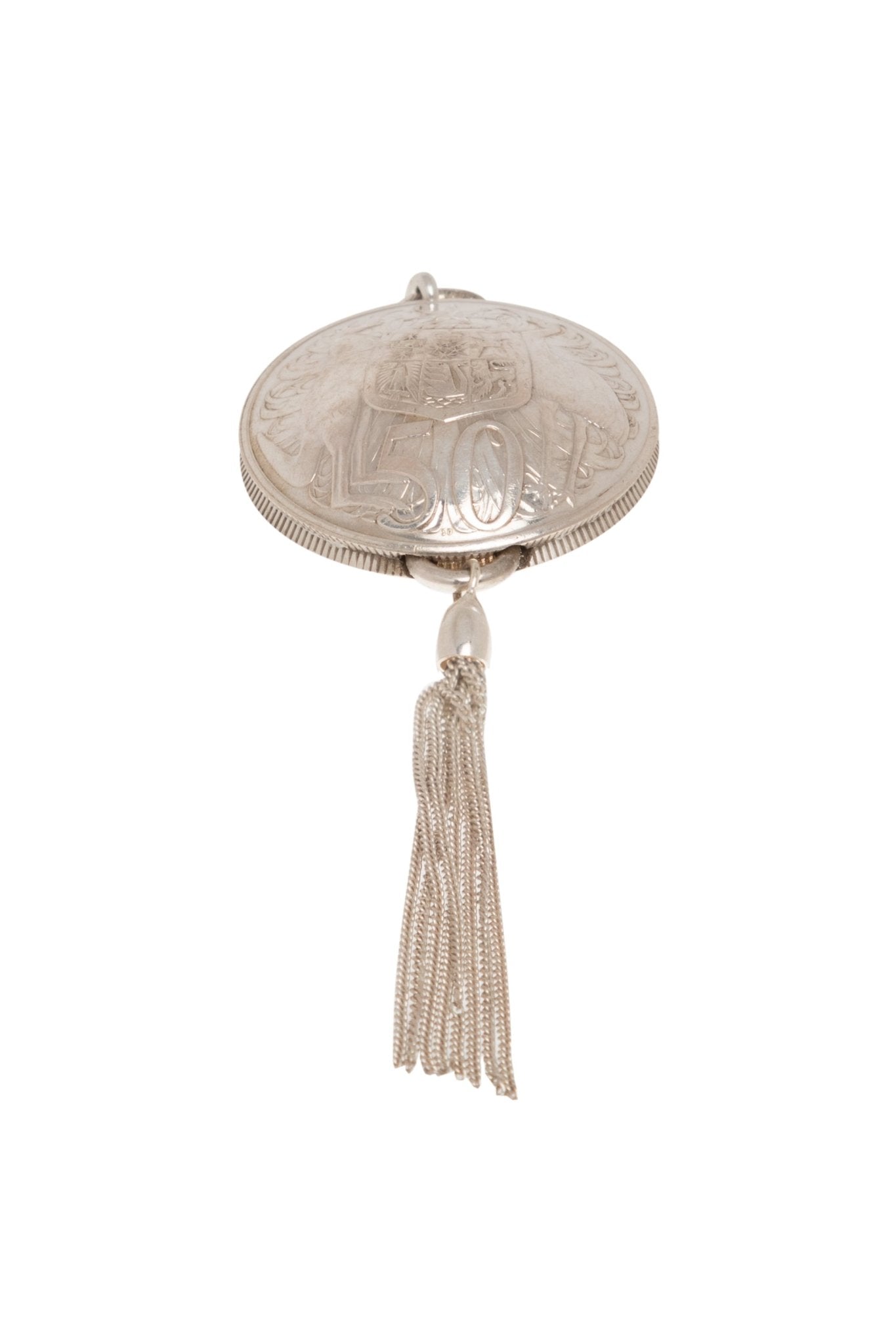 Australian 1966 Round 50 Cent Pendant with Tassel - Vintage Spirit - Handcrafted Coin Creations