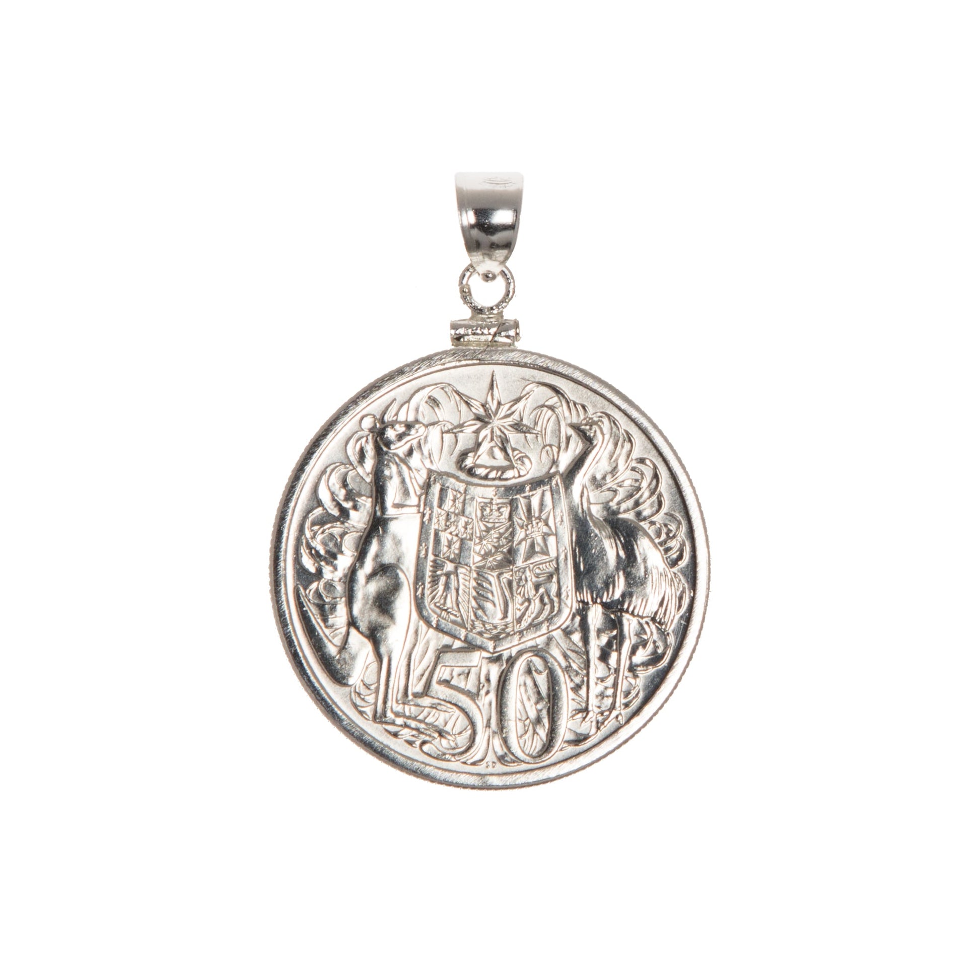 Australian 1966 Round 50 Cent Sterling Silver Bezel - Vintage Spirit - Handcrafted Coin Creations