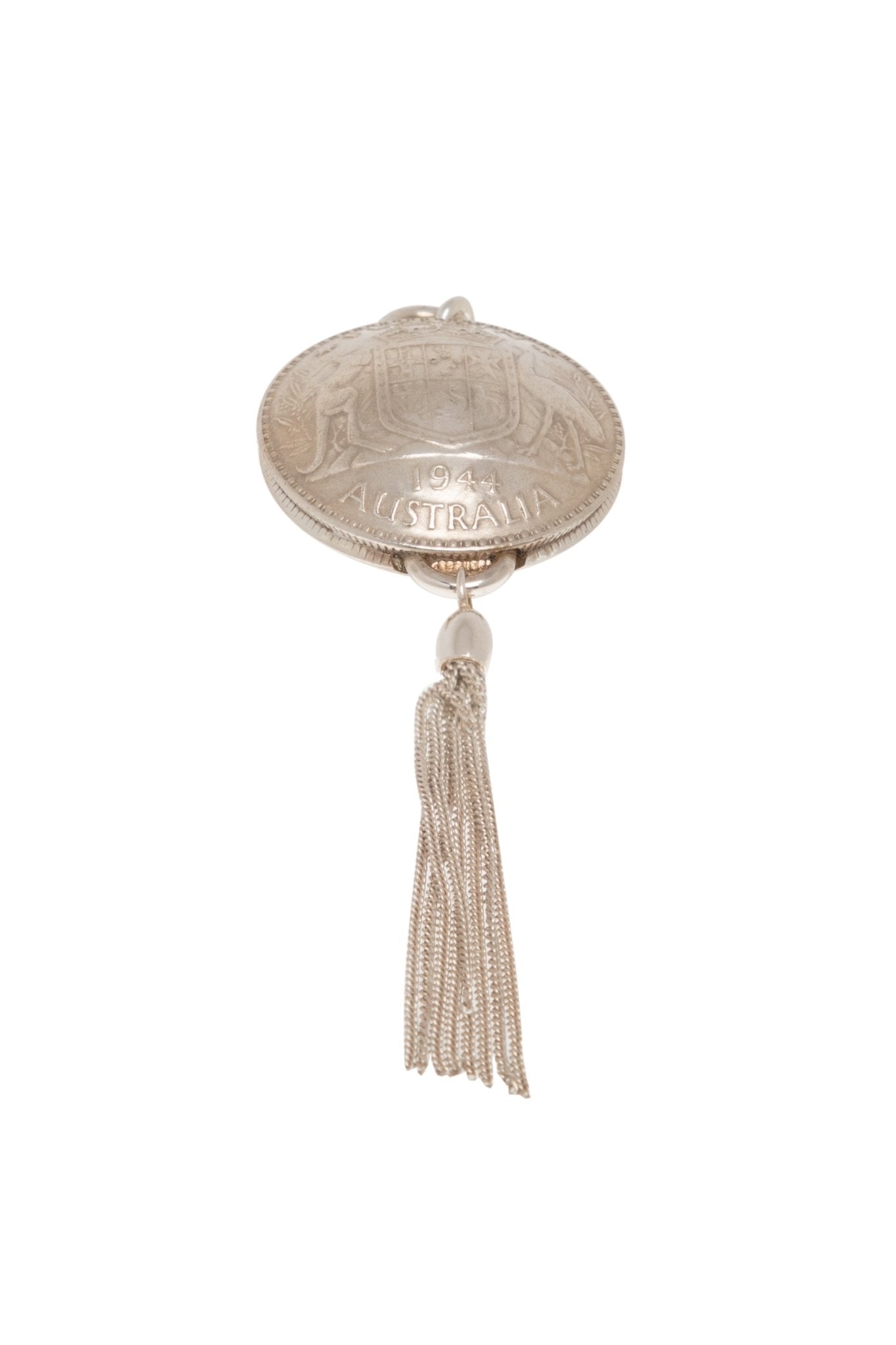 Australian Florin Domed Pendant with Sterling Silver Tassel - Vintage Spirit - Handcrafted Coin Creations