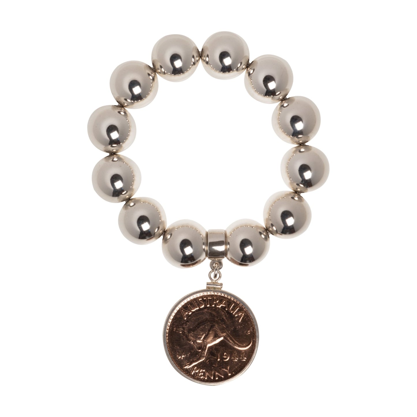 Australian Penny 16mm Beaded Bracelet - Vintage Spirit - Handcrafted Coin Creations