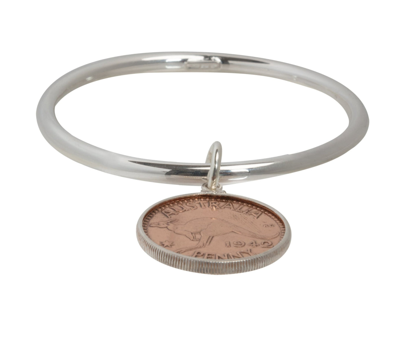 Australian Penny Sterling Silver Bangle - Vintage Spirit - Handcrafted Coin Creations