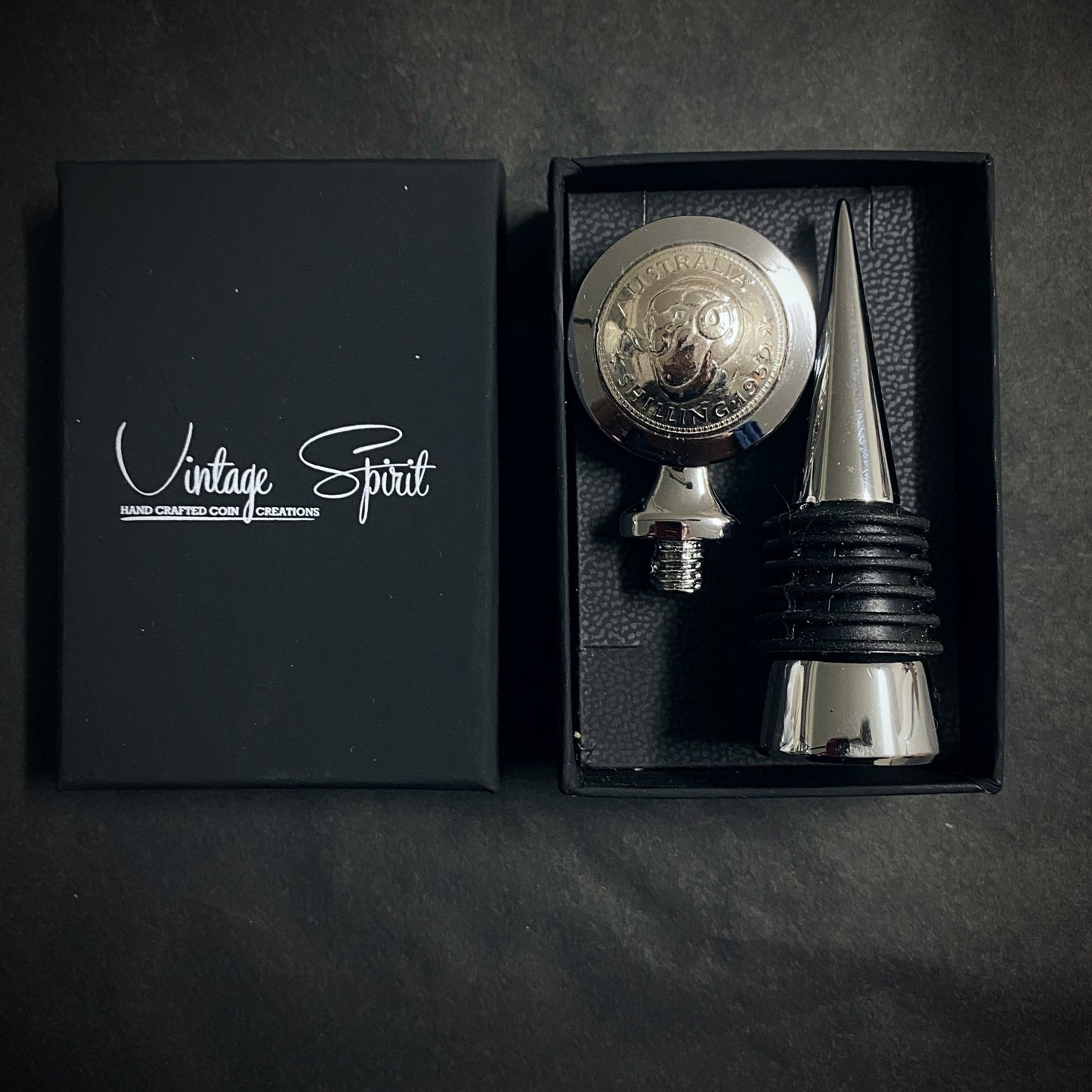 Australian Shilling Bottle Stopper - Vintage Spirit - Handcrafted Coin Creations
