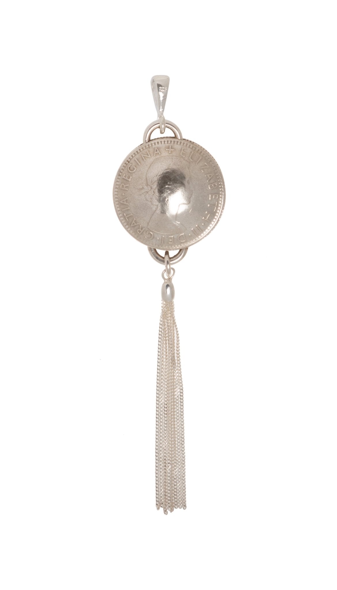 Australian Shilling Pendant with Sterling Silver Tassel - Vintage Spirit - Handcrafted Coin Creations