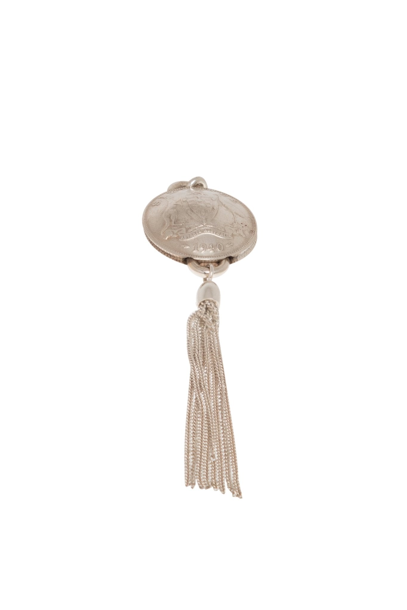 Australian Sixpence Domed Pendant with Tassel - Vintage Spirit - Handcrafted Coin Creations