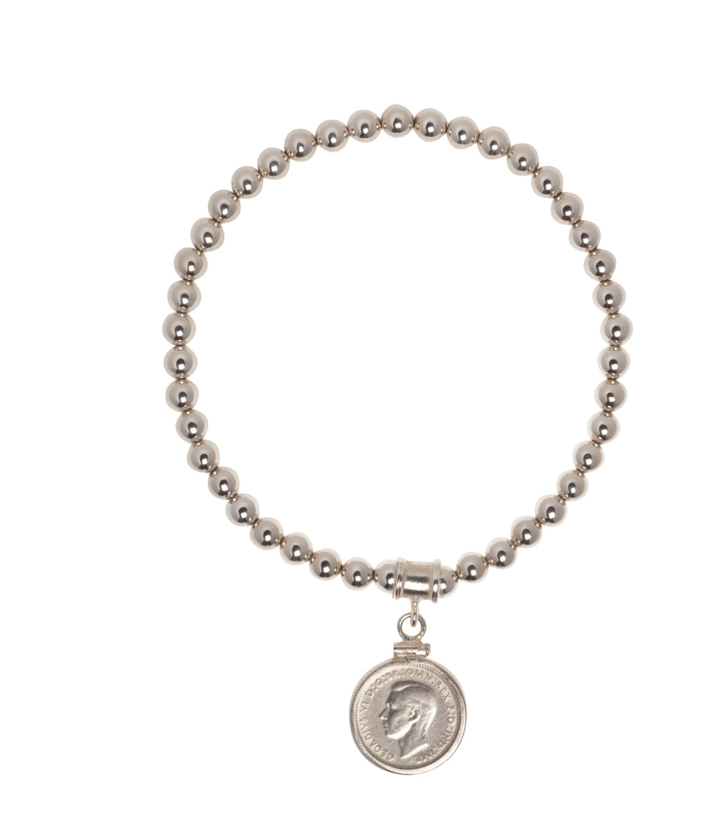 Australian Threepence 5mm Bead Bracelet - Vintage Spirit - Handcrafted Coin Creations