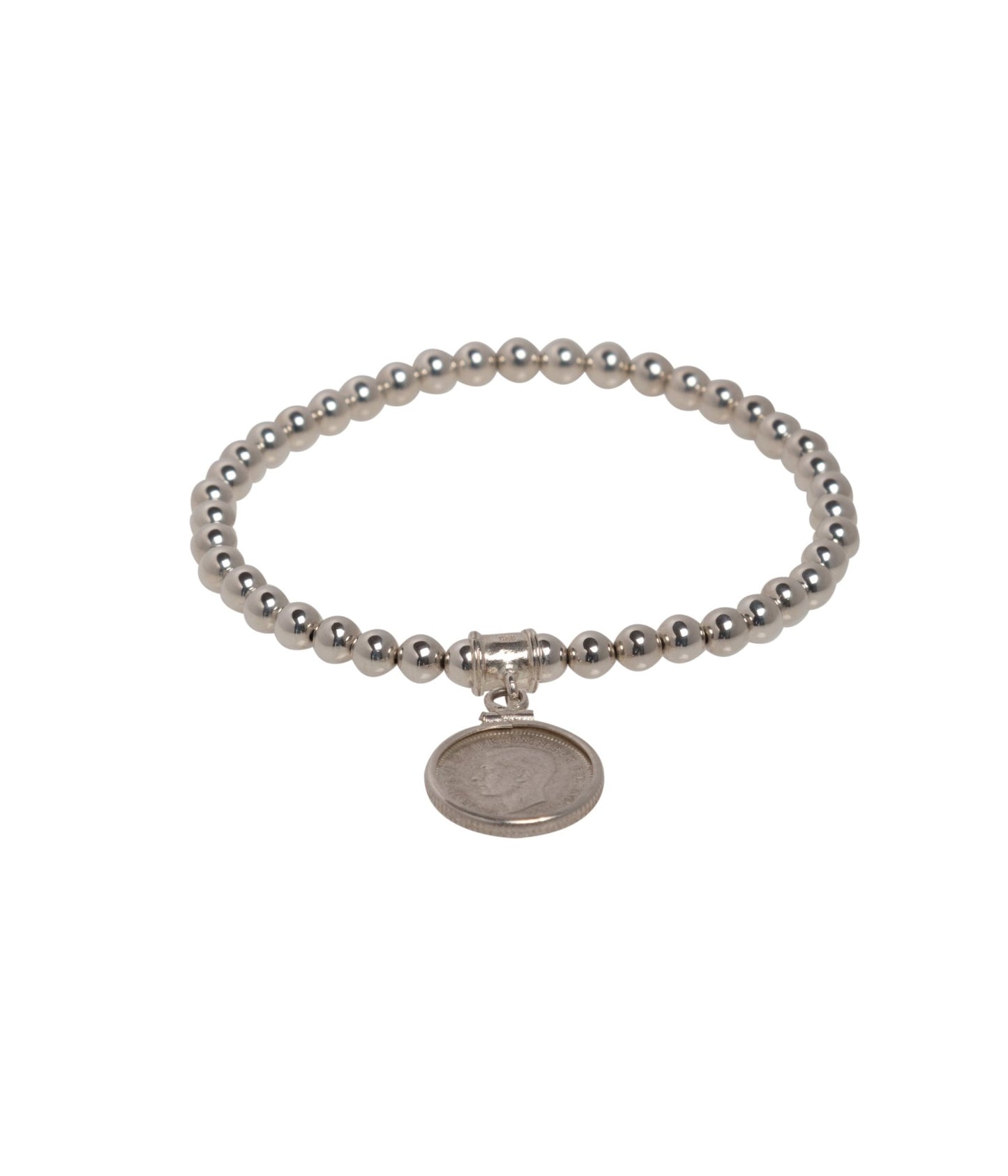 Australian Threepence 5mm Bead Bracelet - Vintage Spirit - Handcrafted Coin Creations