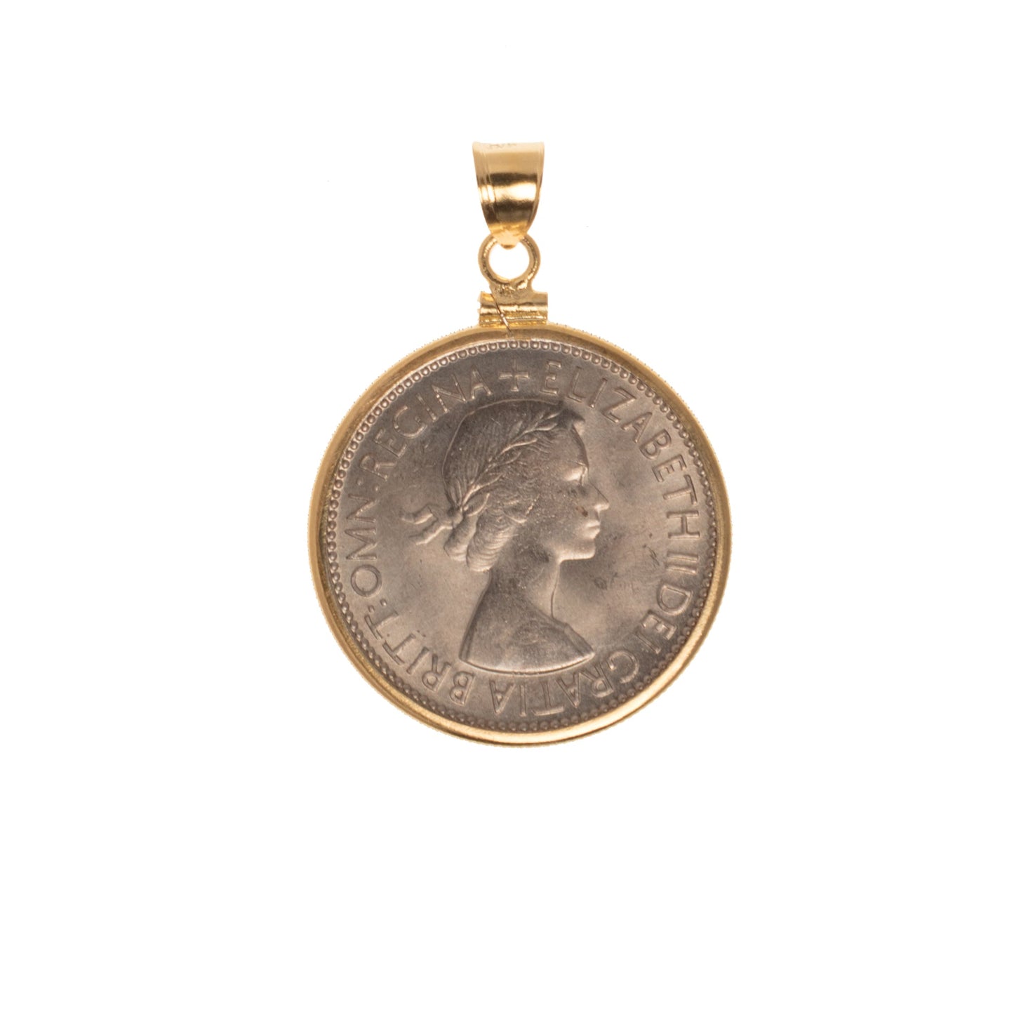 British Florin Yellow Gold Filled Bezel - Vintage Spirit - Handcrafted Coin Creations