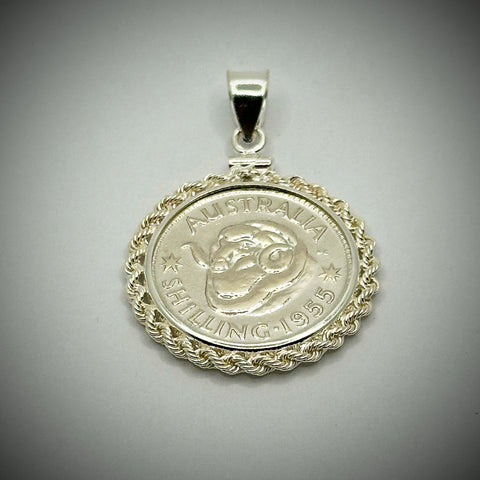 Australian Shilling Sterling Silver Twisted Rope Bezel