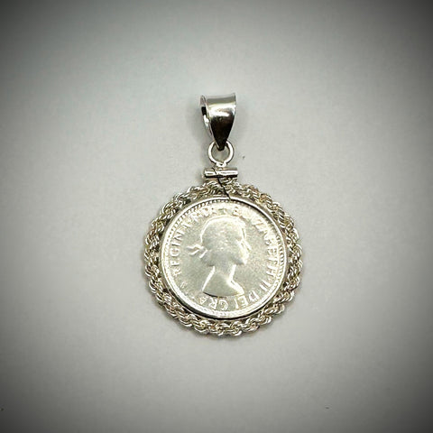 Australian Sixpence Sterling Silver Twisted Rope Bezel