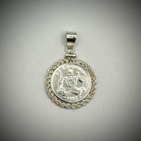 Australian Sixpence Sterling Silver Twisted Rope Bezel