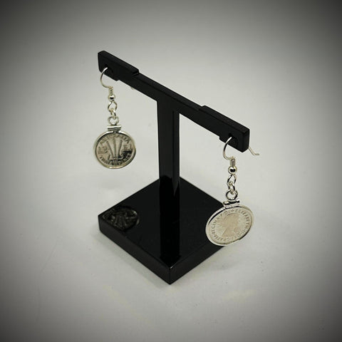 Australian Threepence Sterling Silver Earrings