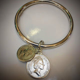 Australian 10cent + 5cent Sterling Silver Bangle - Vintage Spirit - Handcrafted Coin Creations