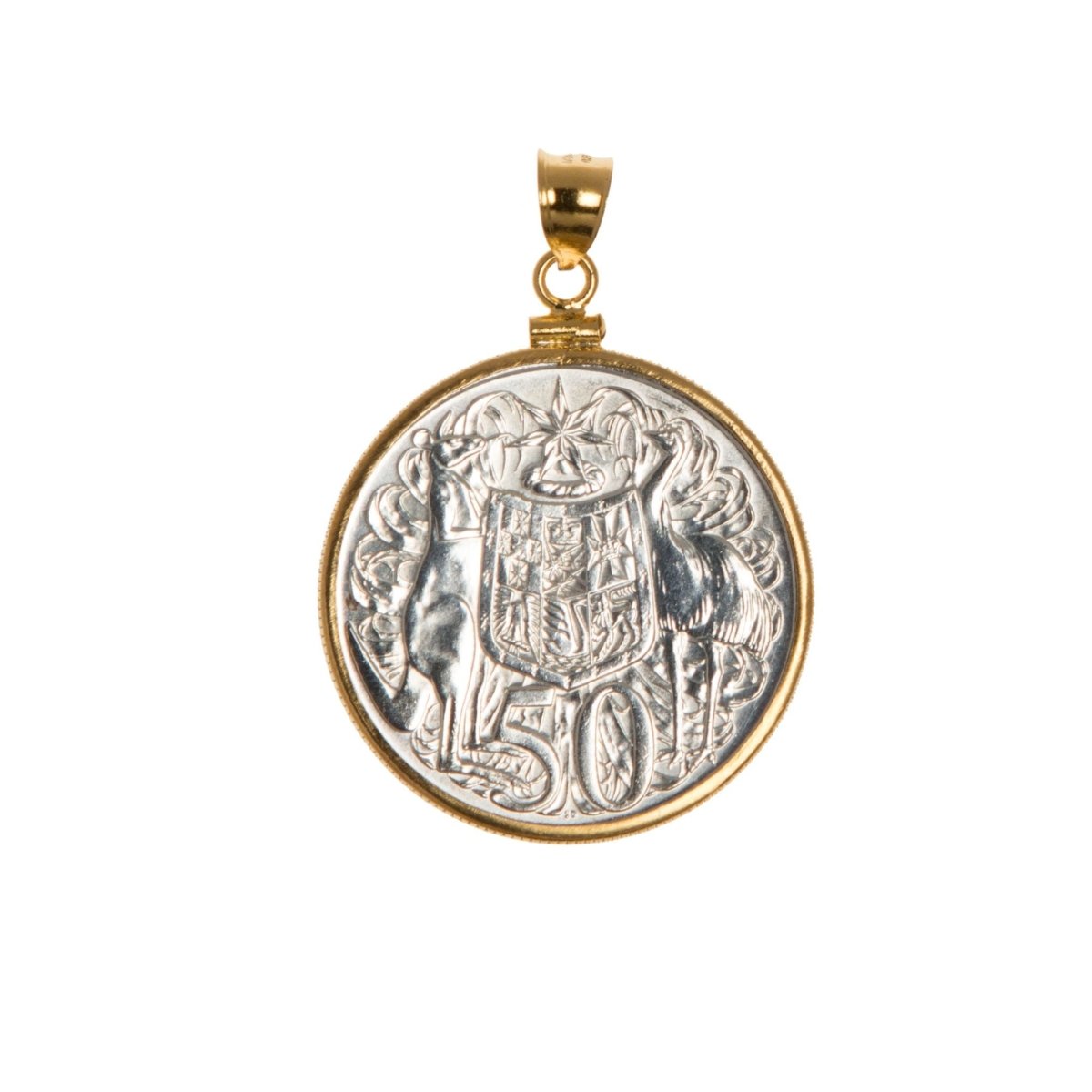 Australian 1966 Round 50 Cent Yellow Gold Filled Bezel - Vintage Spirit - Handcrafted Coin Creations