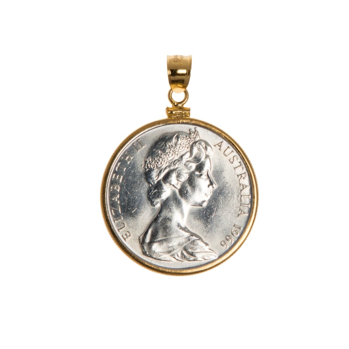 Australian 1966 Round 50 Cent Yellow Gold Filled Bezel - Vintage Spirit - Handcrafted Coin Creations