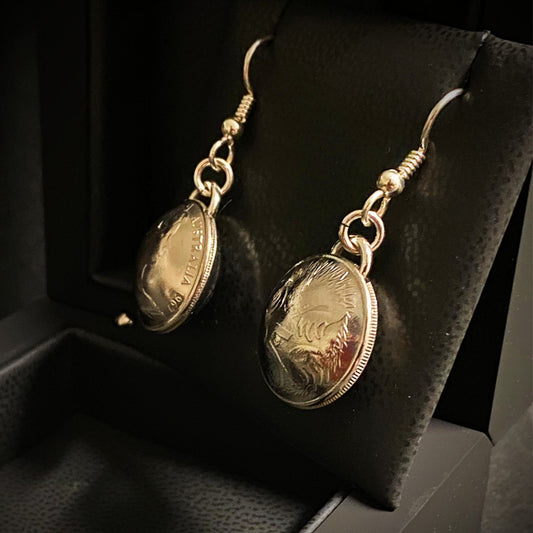 Australian 5 Cent Domed Earrings - Vintage Spirit - Handcrafted Coin Creations